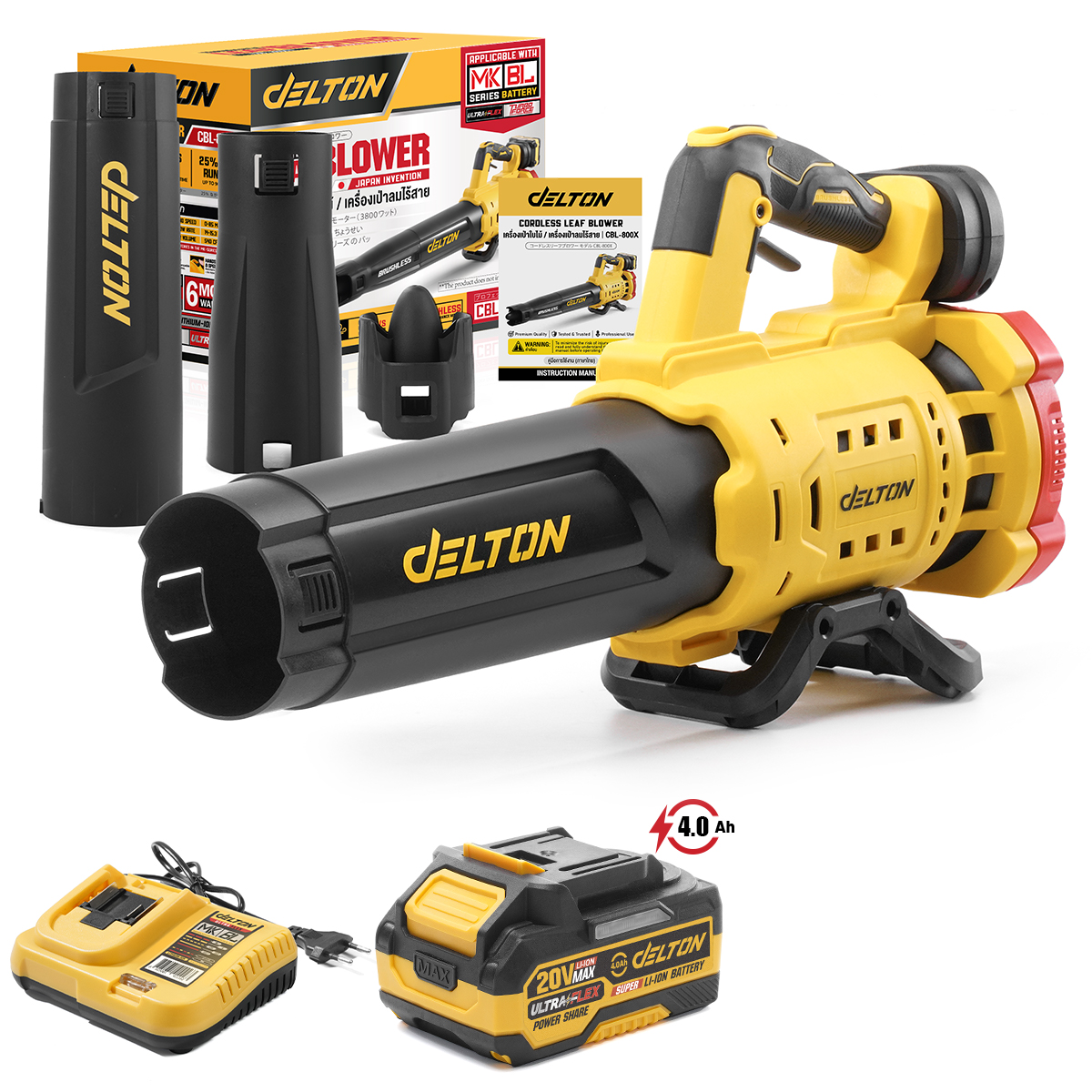 เครื่องเป่าใบไม้ไร้สาย (พร้อมแบตเตอรี่) DELTON รุ่น CBL-800X ULTRAFLEX 20V 4AH_0